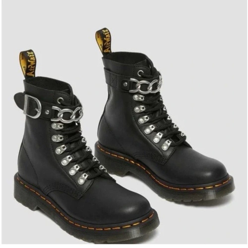 Dr. Martens Black Chain Detail Combat Boots